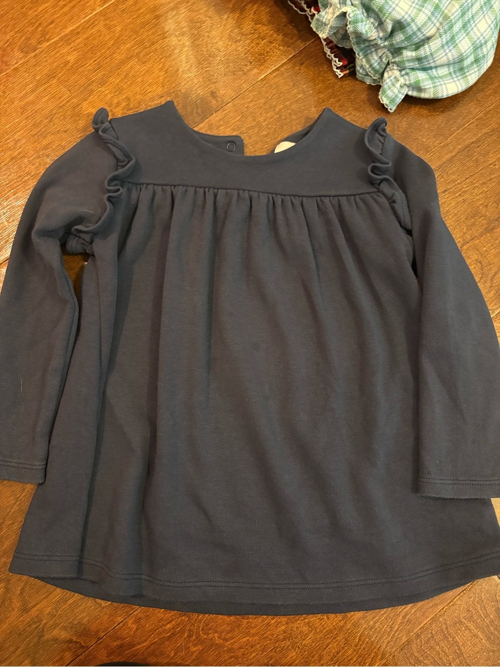 The Beaufort Bonnet Company Navy Long-Sleeve Ruffle Yoke Top